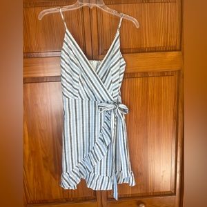 Blue and white striped dress